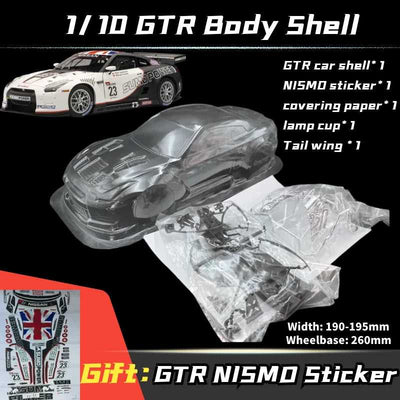 1/10 GTR R35 PVC Transparent clean no painted RC body shell 195mm Width  drift Lampshade tail for hsp hpi traxxas Tamiya D5s mst