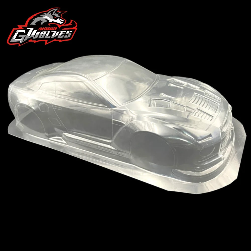 1/10 GTR R35 PVC Transparent clean no painted RC body shell 195mm Width  drift Lampshade tail for hsp hpi traxxas Tamiya D5s mst