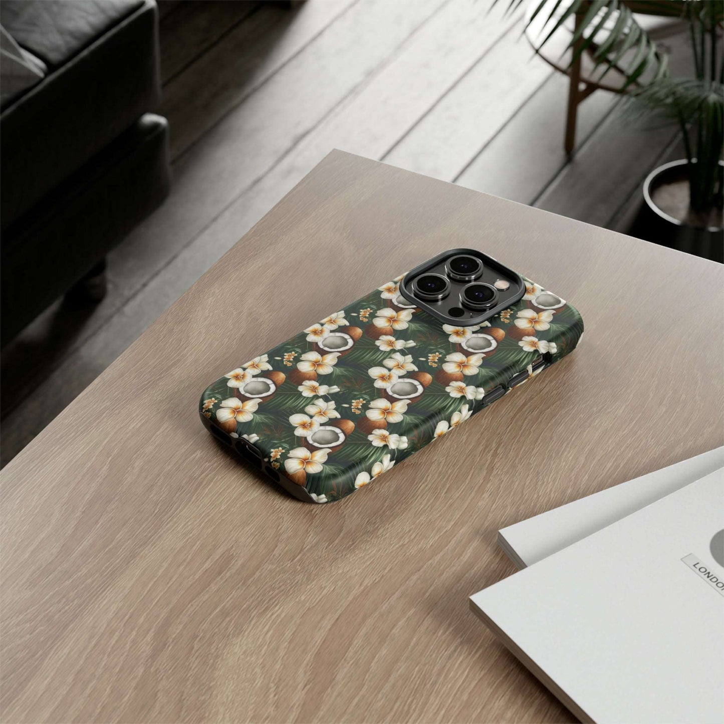 Coconut & Flower Phone Case iPhone 12-15 Pro Max, Google Pixel 5-7 Pro, Samsung S20-23