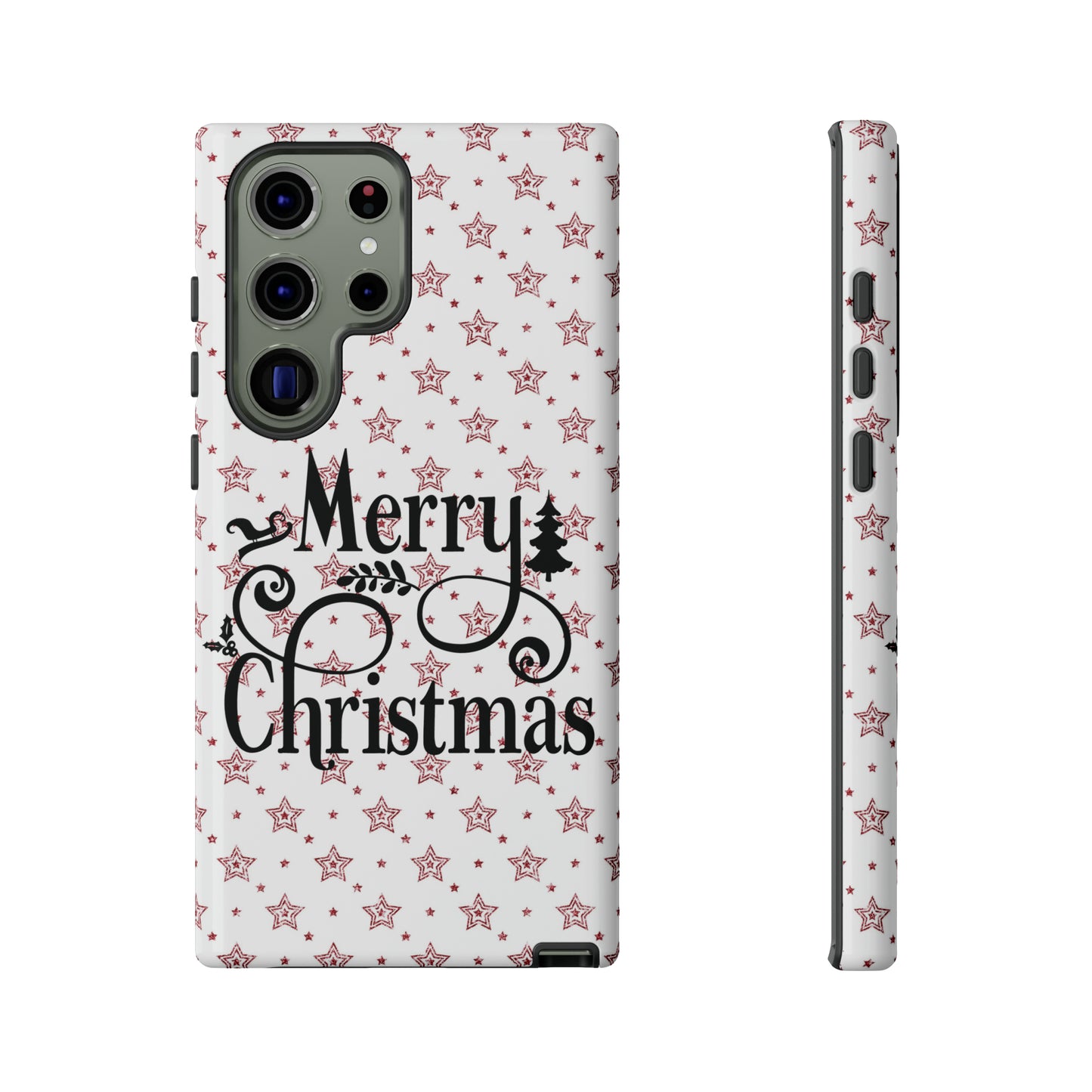 Merry Christmas Red & White Phone Case iPhone 12-15 Pro Max, Google Pixel 5-7 Pro, Samsung S20-23