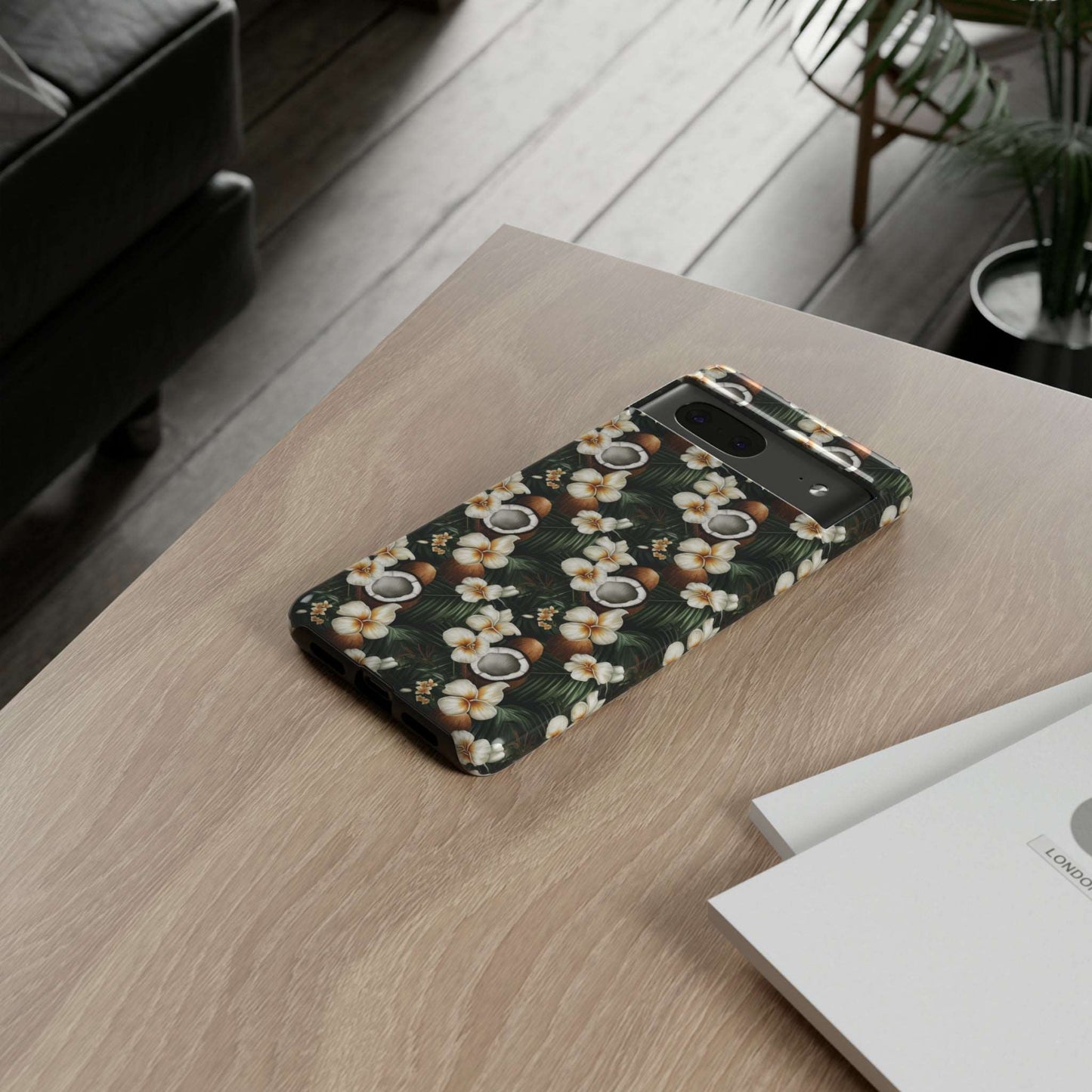 Coconut & Flower Phone Case iPhone 12-15 Pro Max, Google Pixel 5-7 Pro, Samsung S20-23