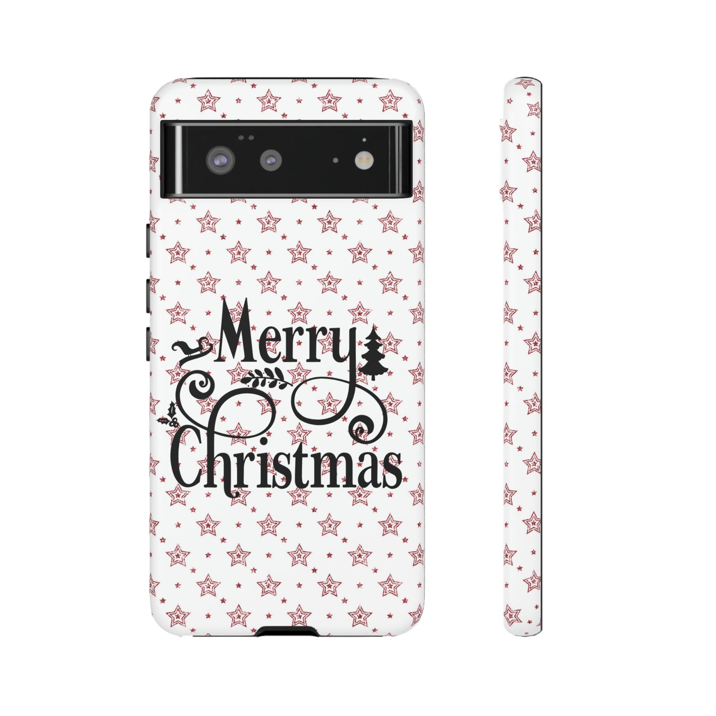 Merry Christmas Red & White Phone Case iPhone 12-15 Pro Max, Google Pixel 5-7 Pro, Samsung S20-23