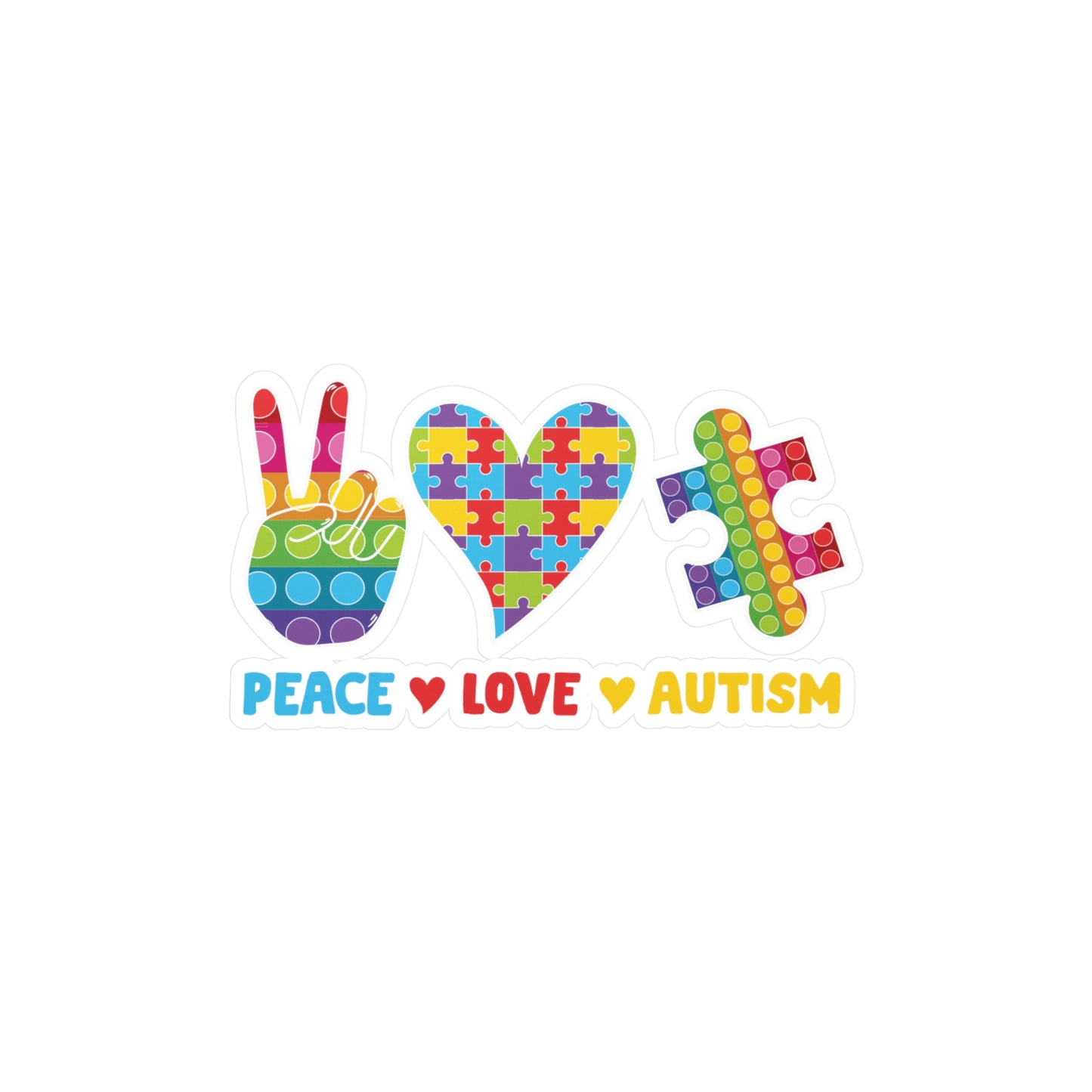 Peace Love Autism Vinyl Car Sticker Decal Sticker Christmas Gift Autism Support