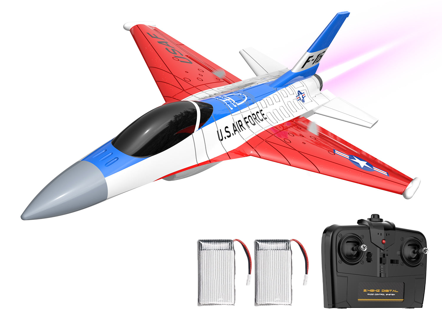 VOLANTEXRC F16 Falcon RC Fighter Jet for Beginners and kids Cool Lights Easy Fly 2 pcs Batteries