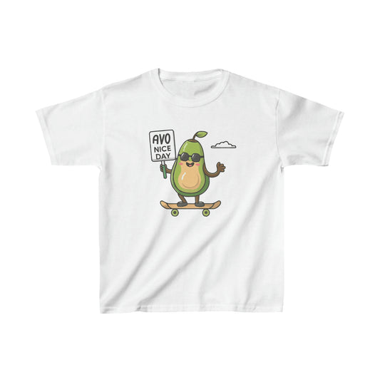 Avo Nice Day Avocado Skatebording Skateboard Funny Humor T-Shirt Kids Heavy Cotton™ Tee