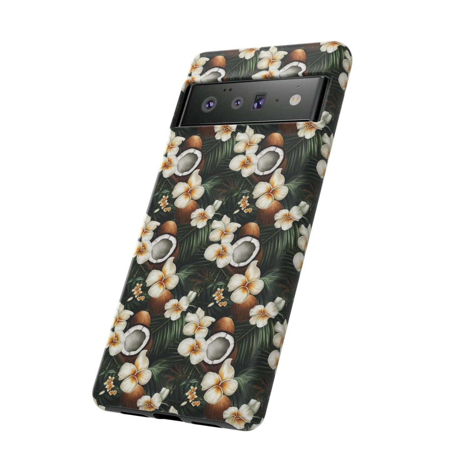 Coconut & Flower Phone Case iPhone 12-15 Pro Max, Google Pixel 5-7 Pro, Samsung S20-23