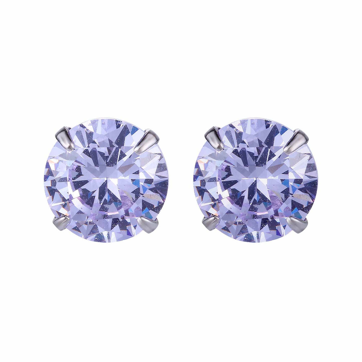 Simple CZ White 925 Sterling Silver Round Studs Earrings