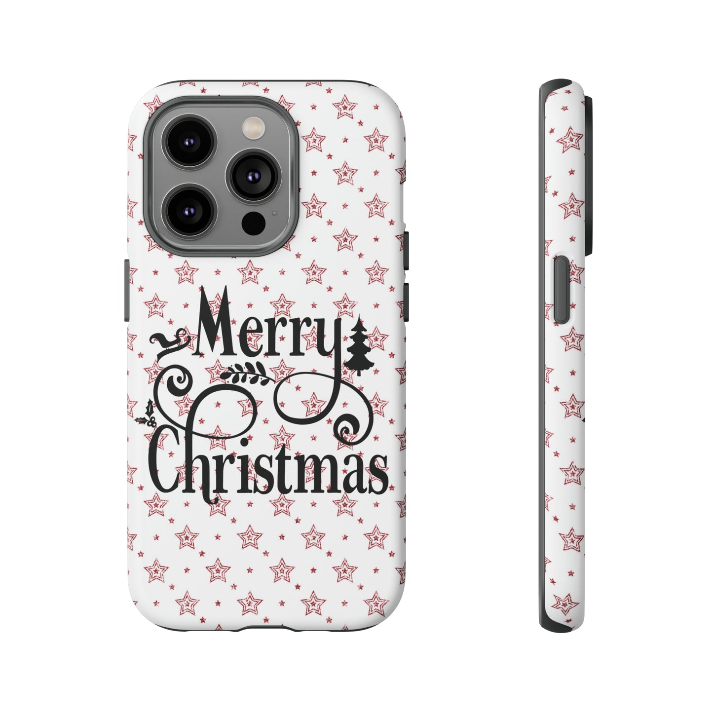 Merry Christmas Red & White Phone Case iPhone 12-15 Pro Max, Google Pixel 5-7 Pro, Samsung S20-23