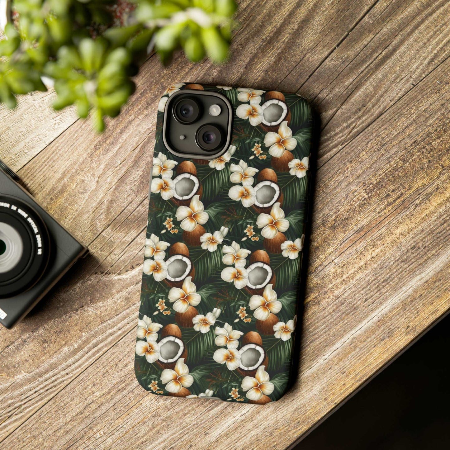 Coconut & Flower Phone Case iPhone 12-15 Pro Max, Google Pixel 5-7 Pro, Samsung S20-23