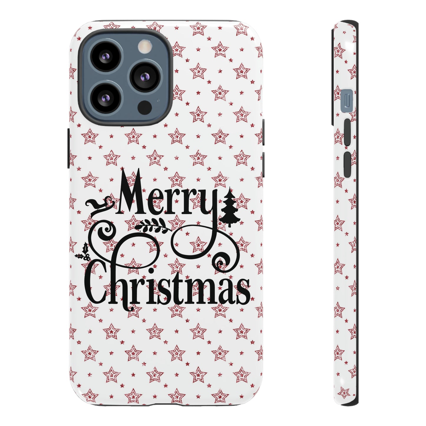 Merry Christmas Red & White Phone Case iPhone 12-15 Pro Max, Google Pixel 5-7 Pro, Samsung S20-23