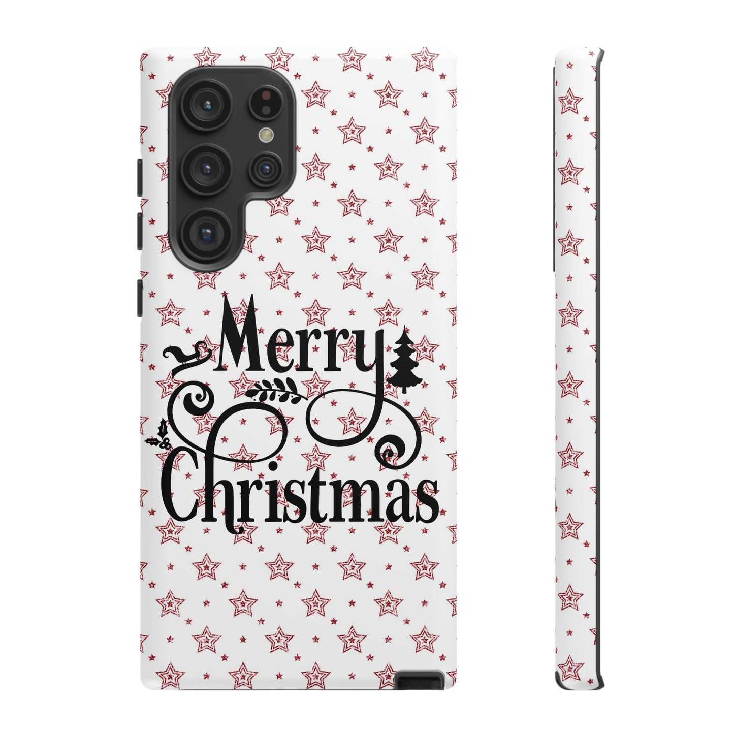 Merry Christmas Red & White Phone Case iPhone 12-15 Pro Max, Google Pixel 5-7 Pro, Samsung S20-23