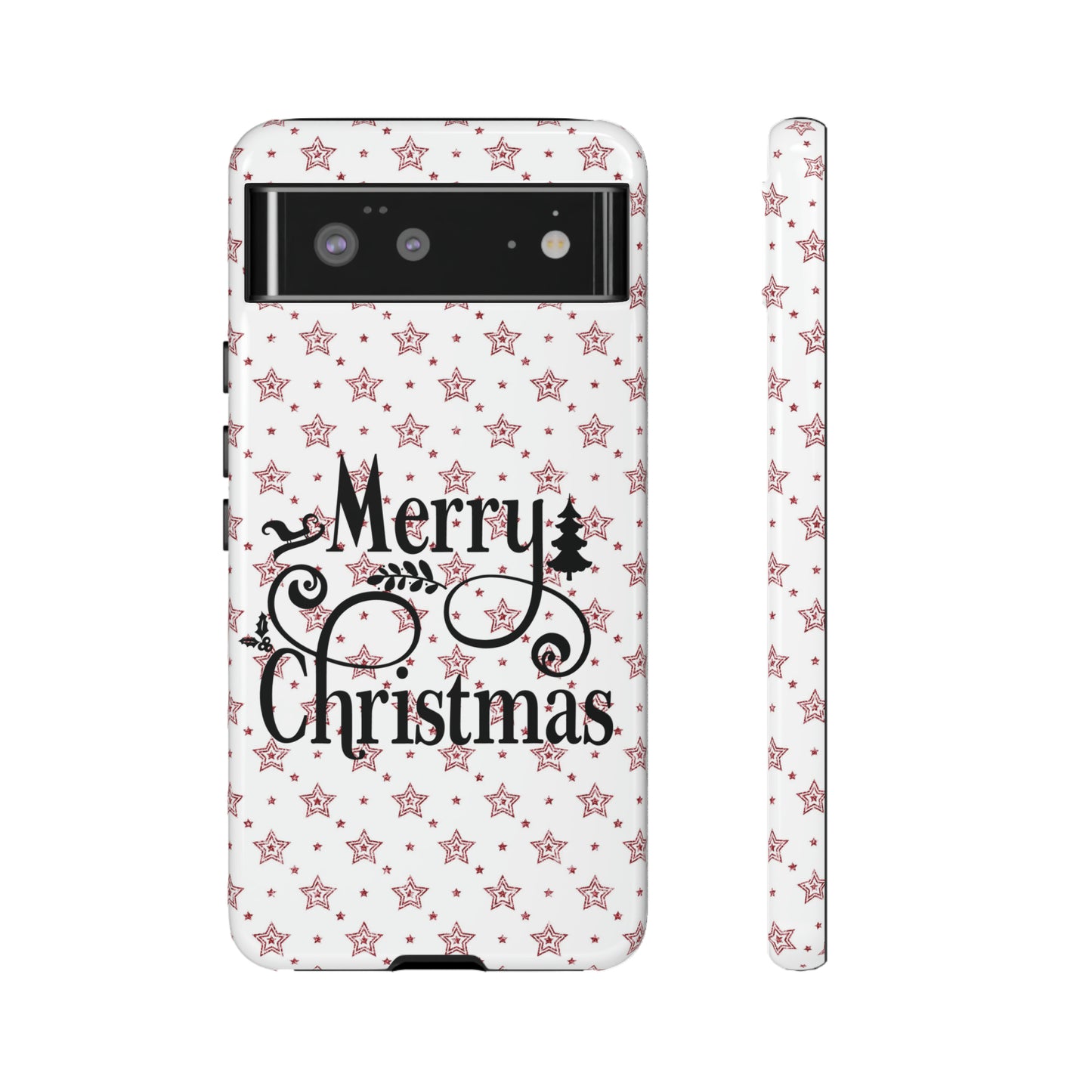 Merry Christmas Red & White Phone Case iPhone 12-15 Pro Max, Google Pixel 5-7 Pro, Samsung S20-23