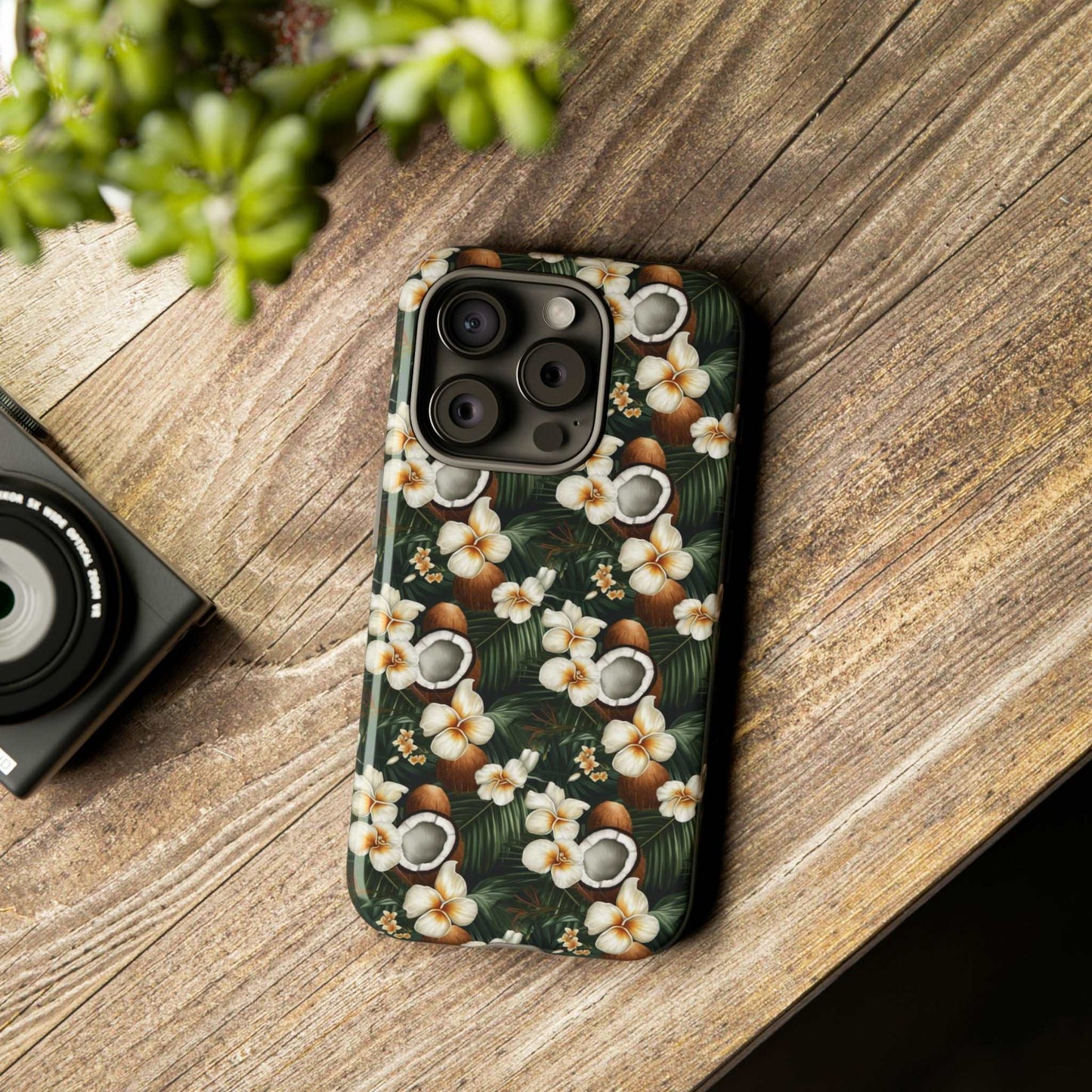 Coconut & Flower Phone Case iPhone 12-15 Pro Max, Google Pixel 5-7 Pro, Samsung S20-23