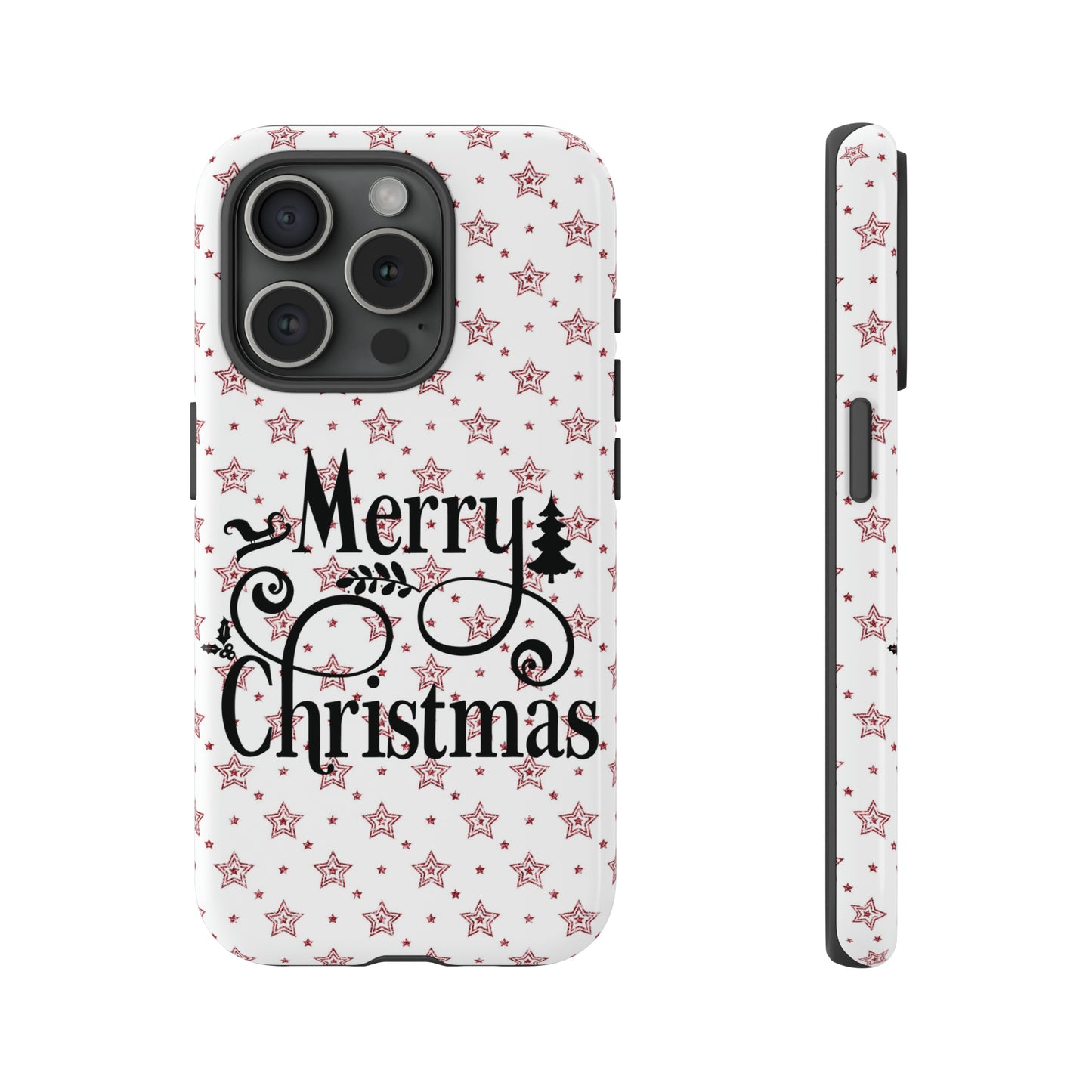 Merry Christmas Red & White Phone Case iPhone 12-15 Pro Max, Google Pixel 5-7 Pro, Samsung S20-23