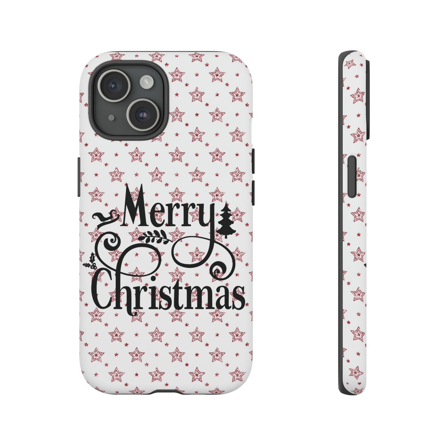 Merry Christmas Red & White Phone Case iPhone 12-15 Pro Max, Google Pixel 5-7 Pro, Samsung S20-23