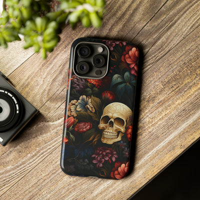 Skull & Flowers Phone Case iPhone 12-15 Pro Max, Google Pixel 5-7 Pro, Samsung S20-23