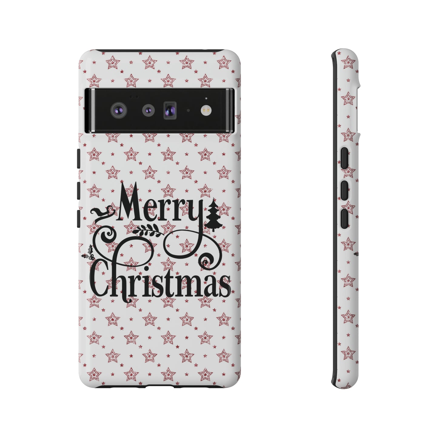 Merry Christmas Red & White Phone Case iPhone 12-15 Pro Max, Google Pixel 5-7 Pro, Samsung S20-23