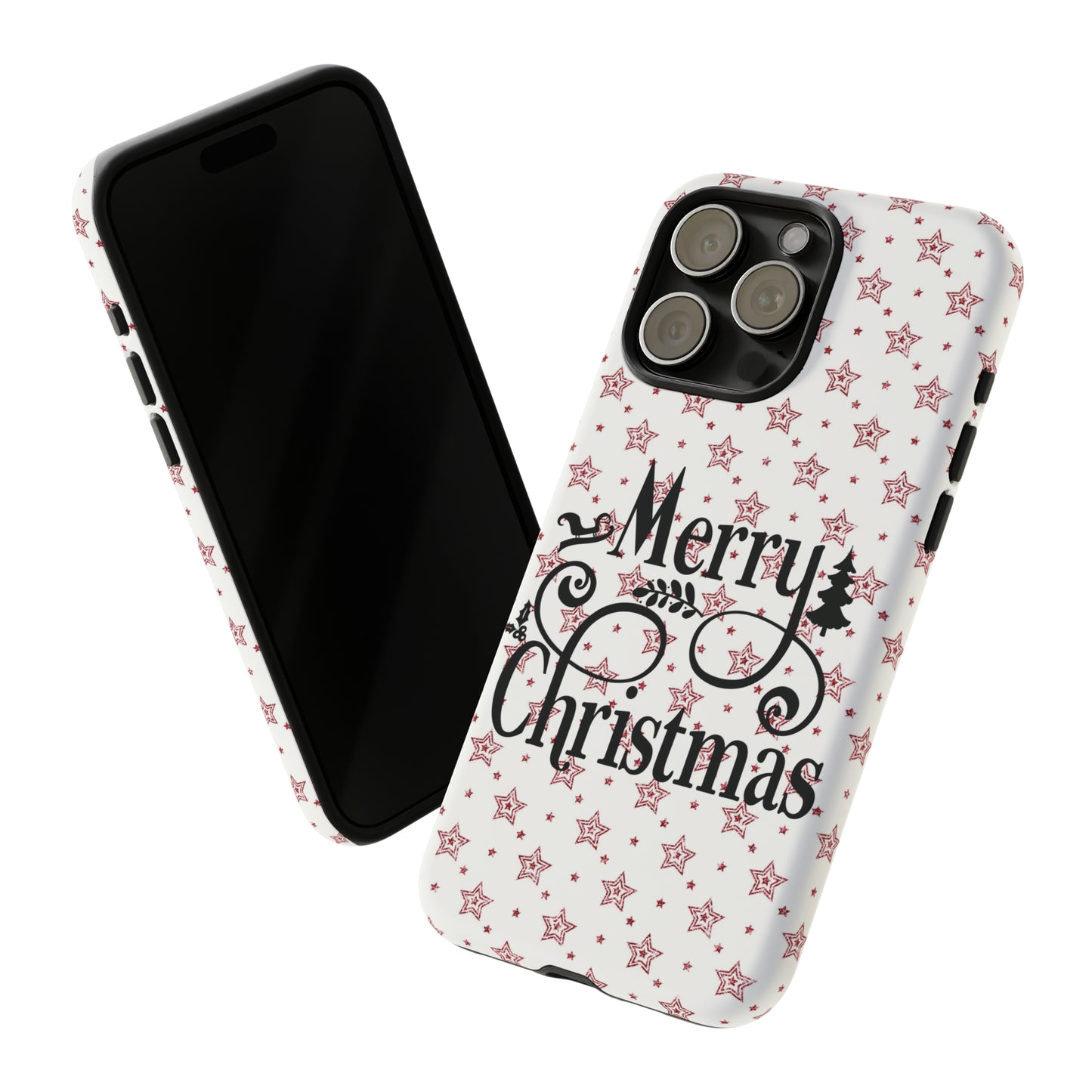 Merry Christmas Red & White Phone Case iPhone 12-15 Pro Max, Google Pixel 5-7 Pro, Samsung S20-23