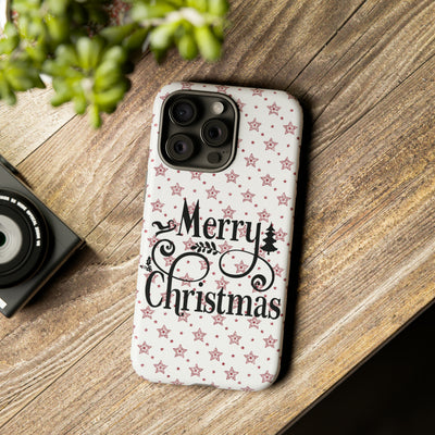 Merry Christmas Red & White Phone Case iPhone 12-15 Pro Max, Google Pixel 5-7 Pro, Samsung S20-23