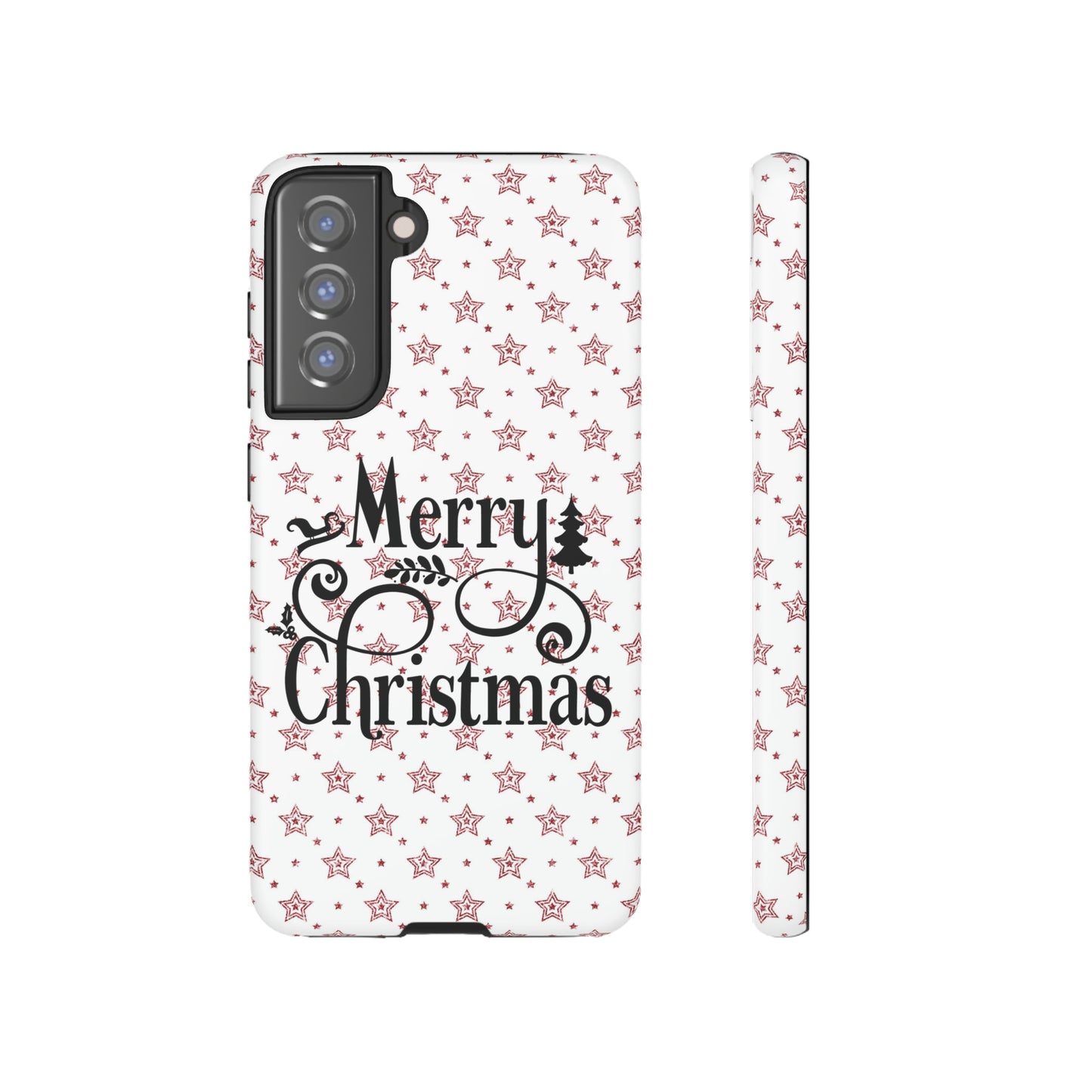 Merry Christmas Red & White Phone Case iPhone 12-15 Pro Max, Google Pixel 5-7 Pro, Samsung S20-23