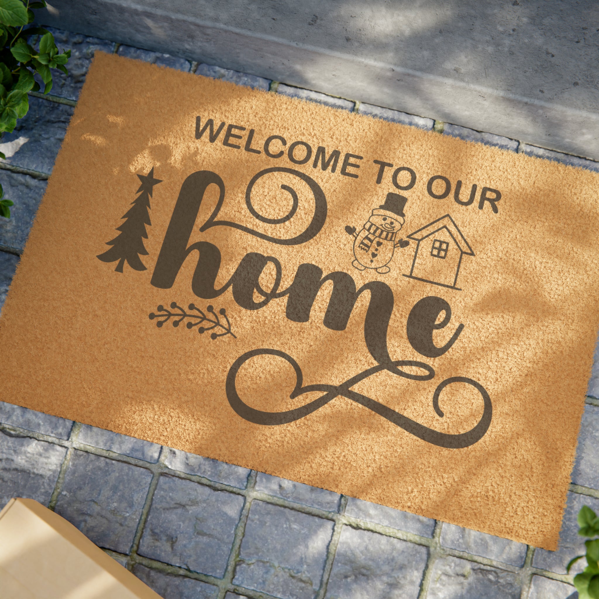 Welcome to our home Doormat Snowman Christmas Mat