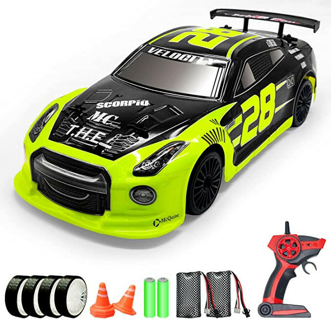 Racent RC Drift Car 1/14 Scale Hight Speed Remote Control Sport Racing Car LED Lights 2 pcs Batteries