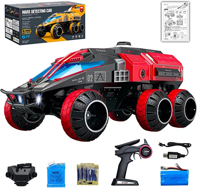 RACENT RC Crawler 1:12 Sale 6X6 2.4GHZ 15kmh Off Road All Terrain Monster Trucks with Colorful Led Lights (Red) 2 pcs Batteries