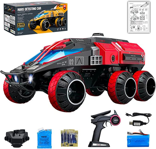 RACENT RC Crawler 1:12 Sale 6X6 2.4GHZ 15kmh Off Road All Terrain Monster Trucks with Colorful Led Lights (Red) 2 pcs Batteries