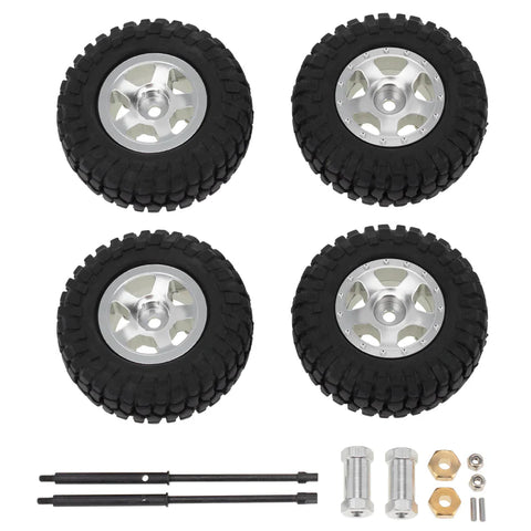 1/24 RC Crawler Dual Wheel Refit Set Modify Kit Tires Coupler Straight Wheel Axle for AXIAL SCX24 6×6