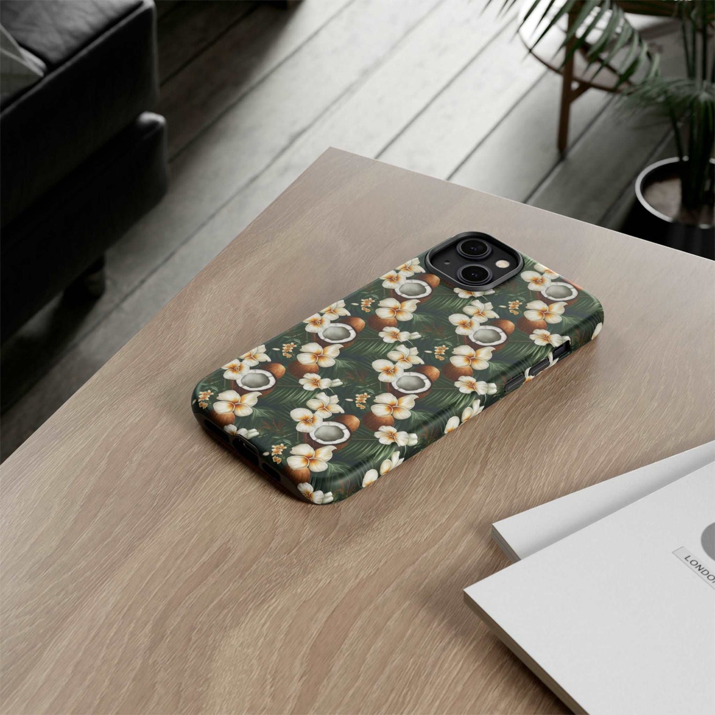 Coconut & Flower Phone Case iPhone 12-15 Pro Max, Google Pixel 5-7 Pro, Samsung S20-23