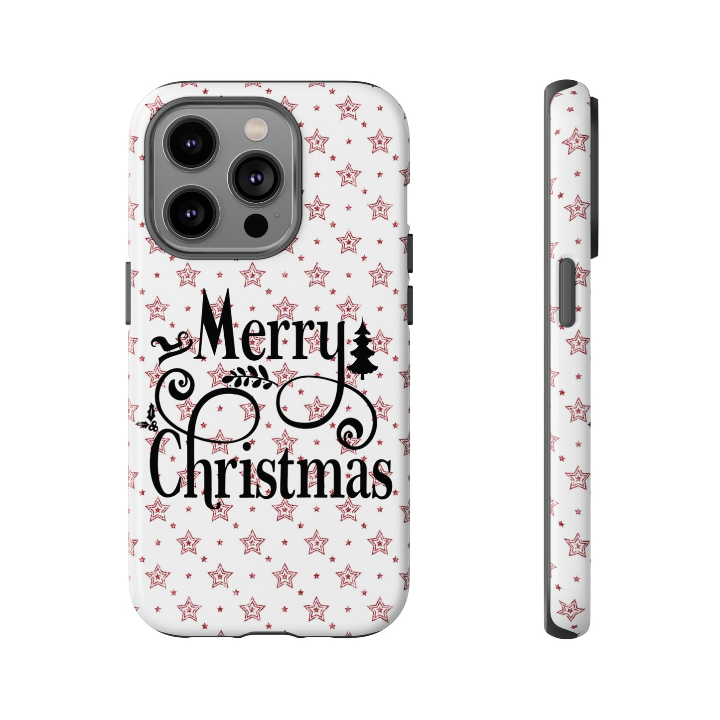 Merry Christmas Red & White Phone Case iPhone 12-15 Pro Max, Google Pixel 5-7 Pro, Samsung S20-23