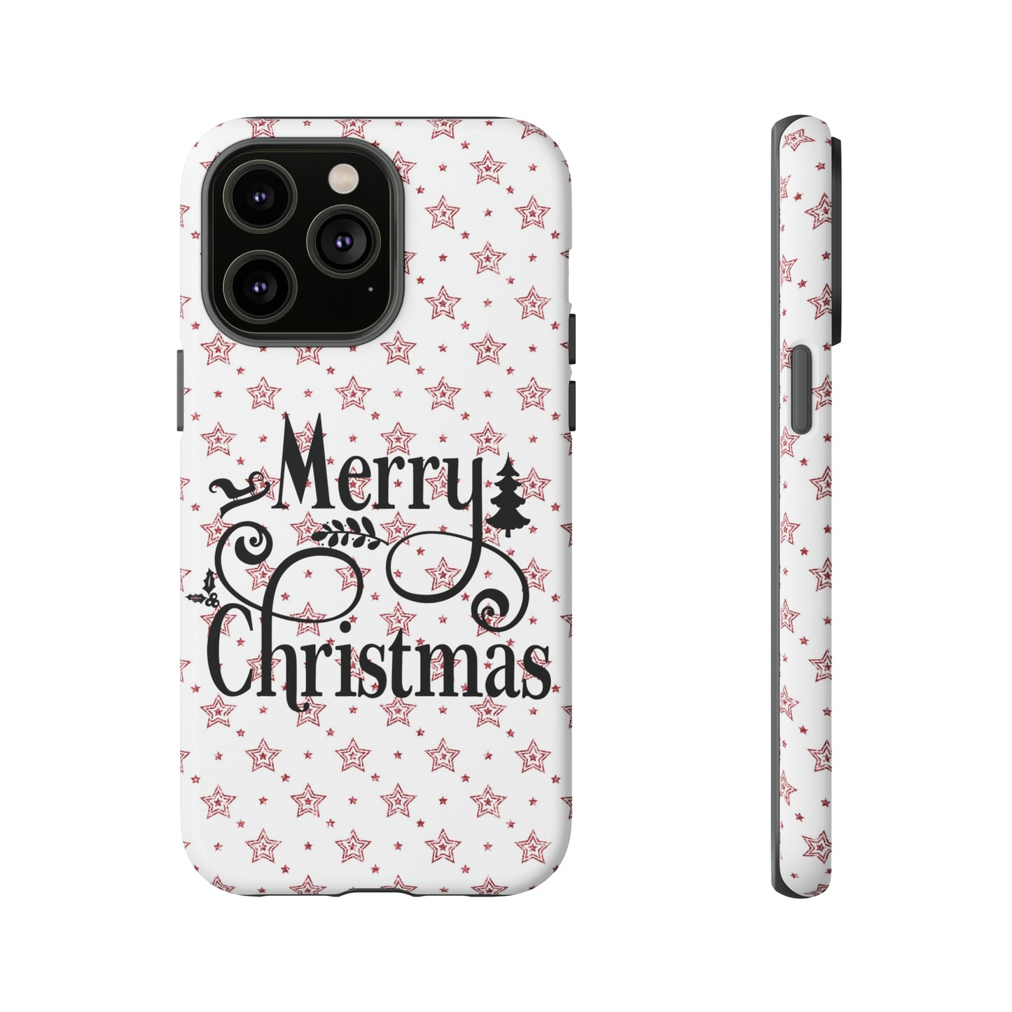 Merry Christmas Red & White Phone Case iPhone 12-15 Pro Max, Google Pixel 5-7 Pro, Samsung S20-23