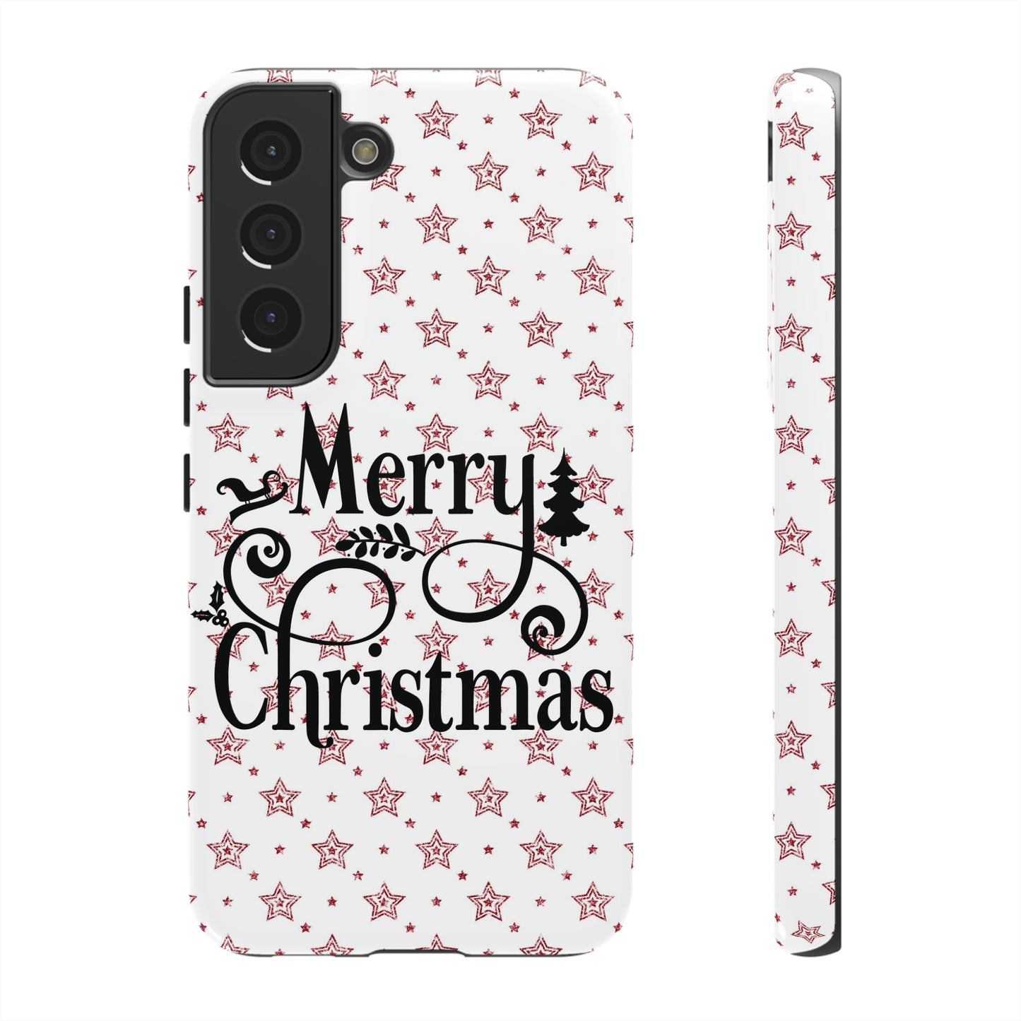 Merry Christmas Red & White Phone Case iPhone 12-15 Pro Max, Google Pixel 5-7 Pro, Samsung S20-23