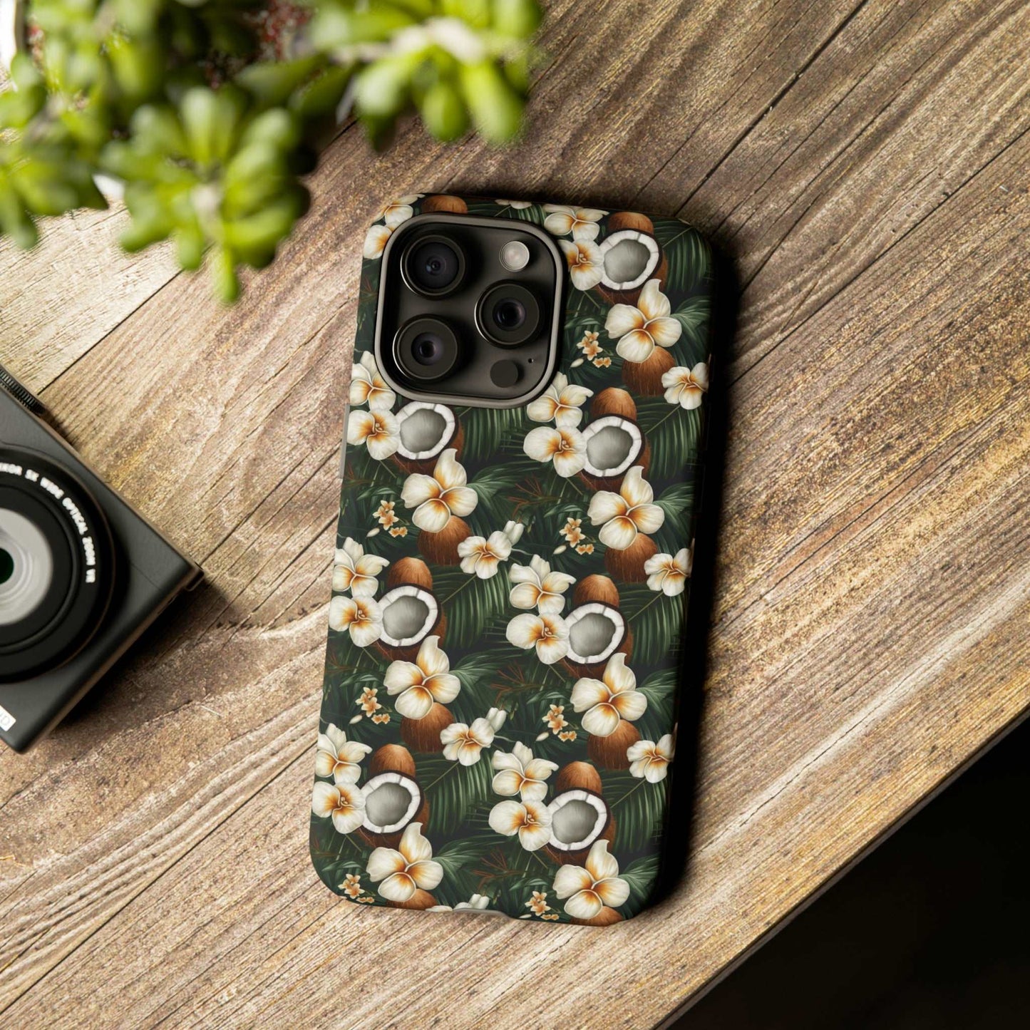 Coconut & Flower Phone Case iPhone 12-15 Pro Max, Google Pixel 5-7 Pro, Samsung S20-23