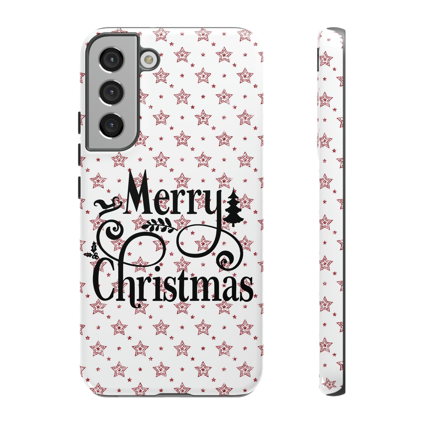 Merry Christmas Red & White Phone Case iPhone 12-15 Pro Max, Google Pixel 5-7 Pro, Samsung S20-23