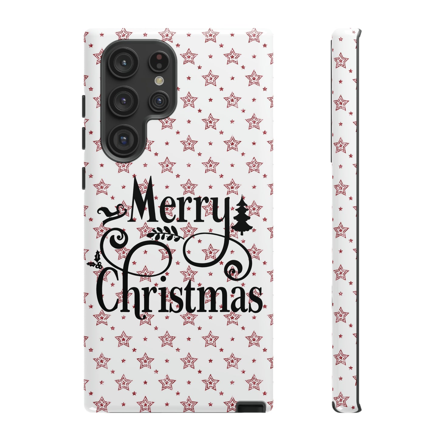 Merry Christmas Red & White Phone Case iPhone 12-15 Pro Max, Google Pixel 5-7 Pro, Samsung S20-23