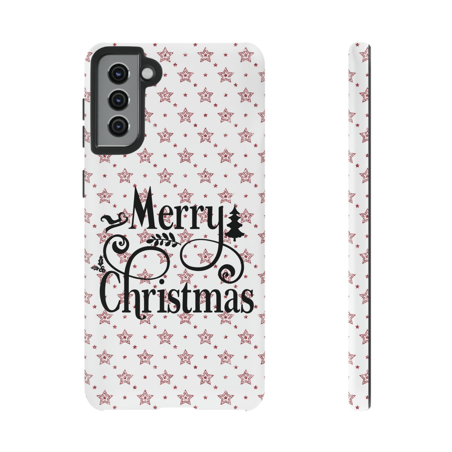 Merry Christmas Red & White Phone Case iPhone 12-15 Pro Max, Google Pixel 5-7 Pro, Samsung S20-23