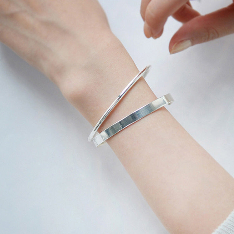 Fashion Simple Smooth Surface 925 Sterling Silver Bangle