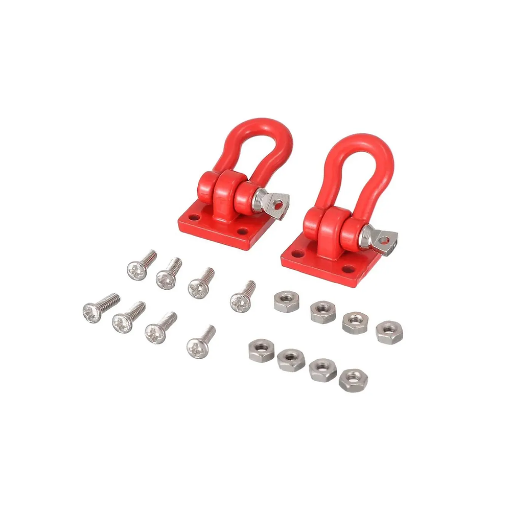 RC Hop Ups CNC Steel Trailer Hook Set (2) (Red) for 1/10 Crawlers