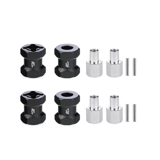 RC Hop Ups CNC Aluminum 12mm Hex Adaptor Set (4) (Black)