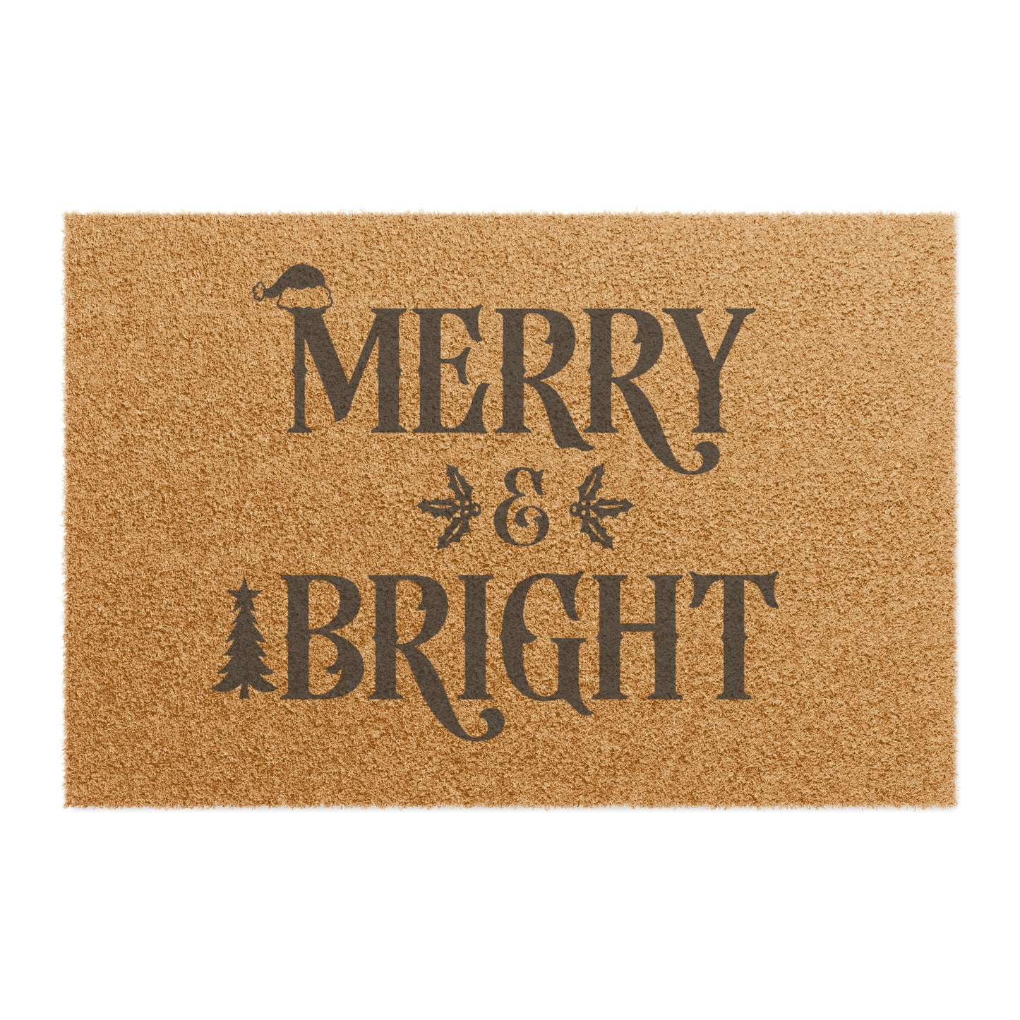 Merry & Bright Christmas Doormat Santa Reindeer Christmas Mat Rudolph Sleigh