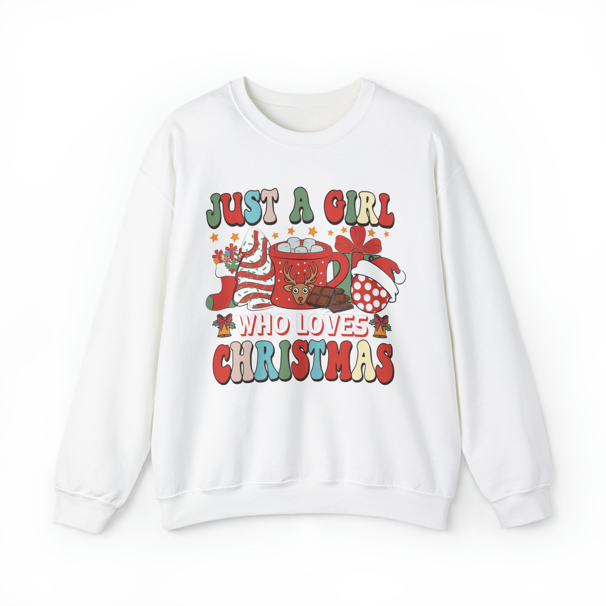 Just A Girl Who Loves Christmas Cute Christmas Sweatshirt Girls Xmas