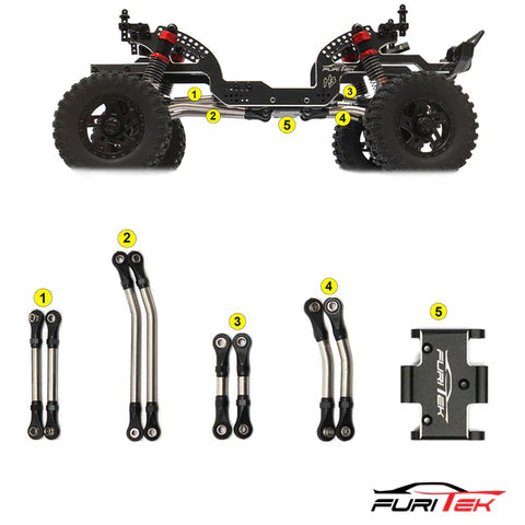 FURITEK STEEL HIGH CLEARANCE LINKS SETS WITH ALUMINIUM SKID PLATE FOR FURITEK FX118