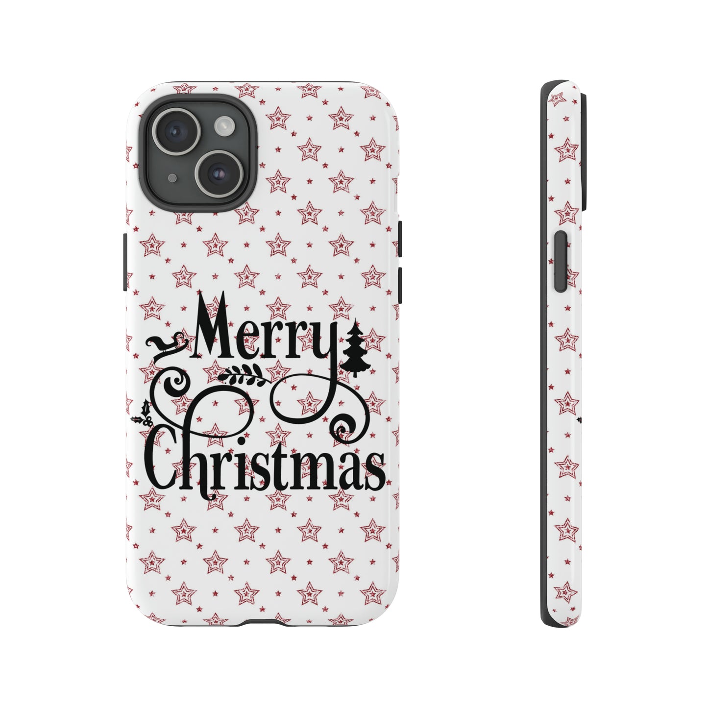 Merry Christmas Red & White Phone Case iPhone 12-15 Pro Max, Google Pixel 5-7 Pro, Samsung S20-23