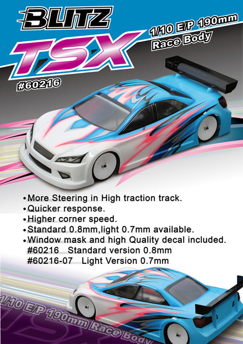 BLITZ TSX 1/10 190mm Race Body
