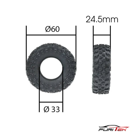 FURITEK MUDDER 60MM TIRES EXTRA SOFT STICKY SET FOR 1.2INCH WHEEL (FX118)