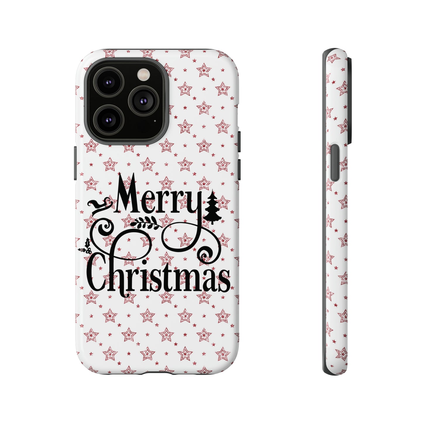 Merry Christmas Red & White Phone Case iPhone 12-15 Pro Max, Google Pixel 5-7 Pro, Samsung S20-23