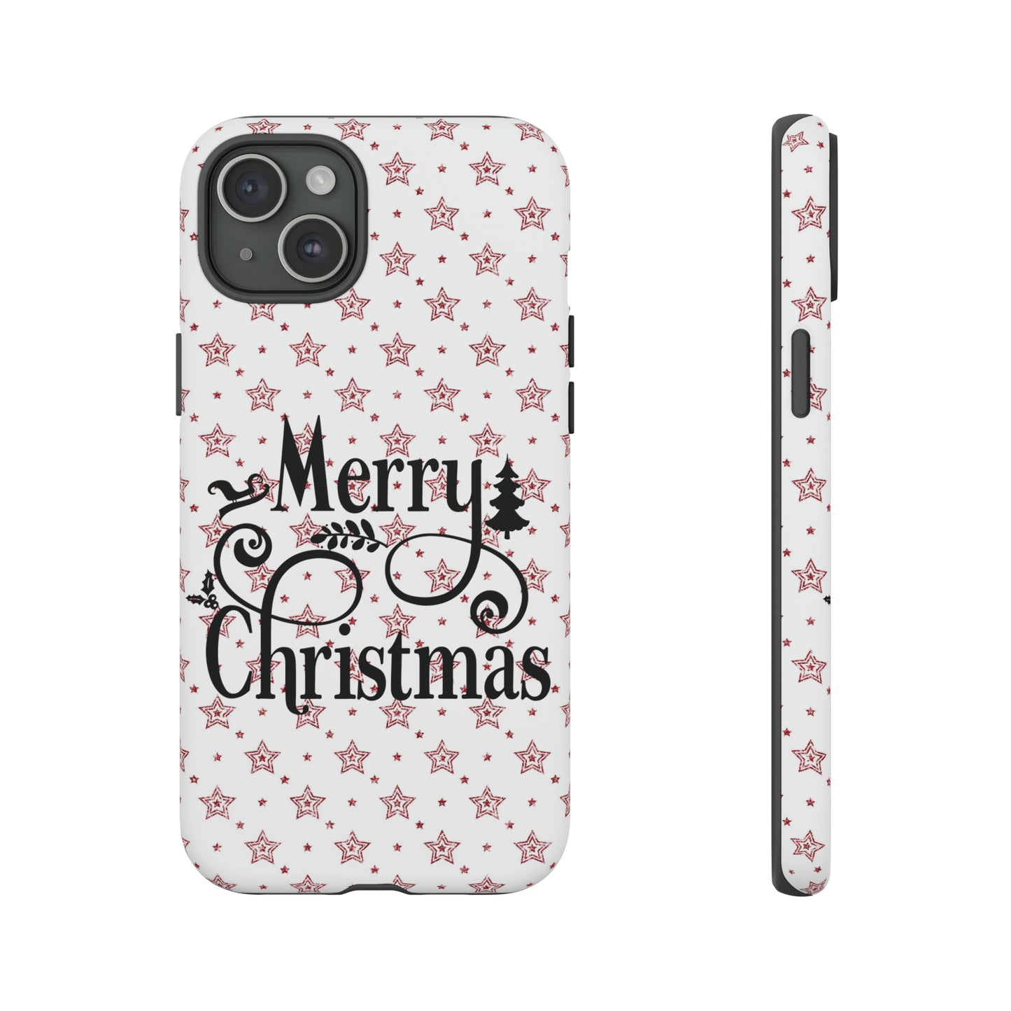 Merry Christmas Red & White Phone Case iPhone 12-15 Pro Max, Google Pixel 5-7 Pro, Samsung S20-23