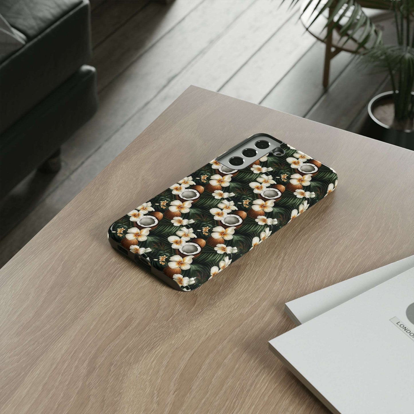 Coconut & Flower Phone Case iPhone 12-15 Pro Max, Google Pixel 5-7 Pro, Samsung S20-23