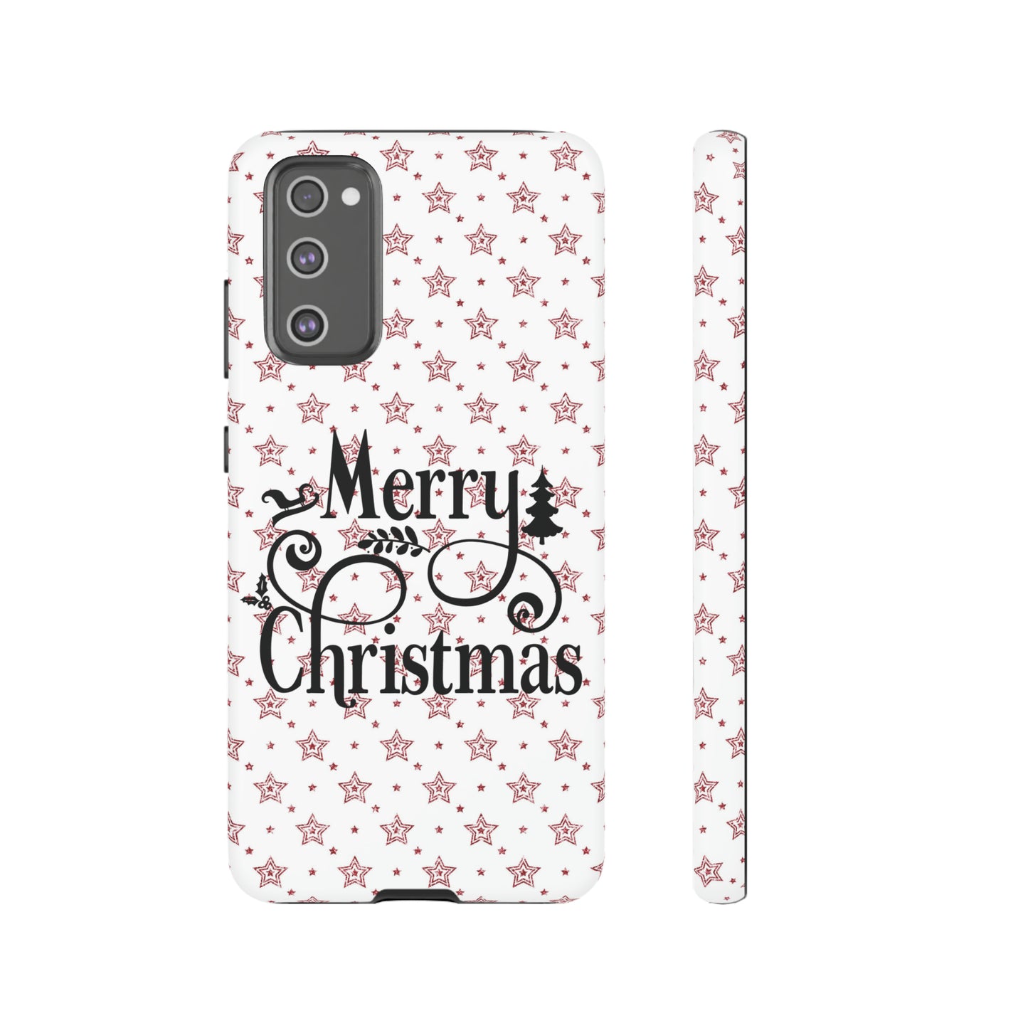 Merry Christmas Red & White Phone Case iPhone 12-15 Pro Max, Google Pixel 5-7 Pro, Samsung S20-23